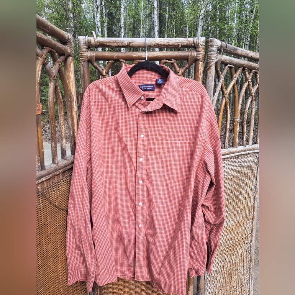 Roundtree & Yorke Red Casual Button Down Shirt Size 3X Big🧡
